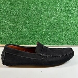 Massimo Matteo Suede Penny Loafers Moccasins Slip On Shoes Comfort Black Mens 8M